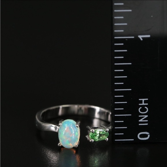 14K Opal and Chrome Diopside Open Ring | Size 7 - Picture 4 of 4